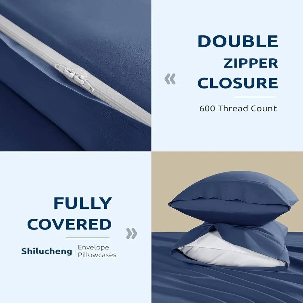 100% Cotton California King Size Duvet Covers - 600 Thread Count, Luxury Sateen